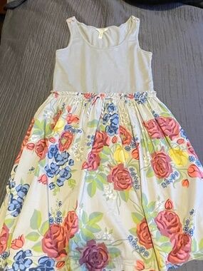 Matilda Jane Seven Seas Grey Floral Tank Sleeveless Summer Dress Womens Sz S